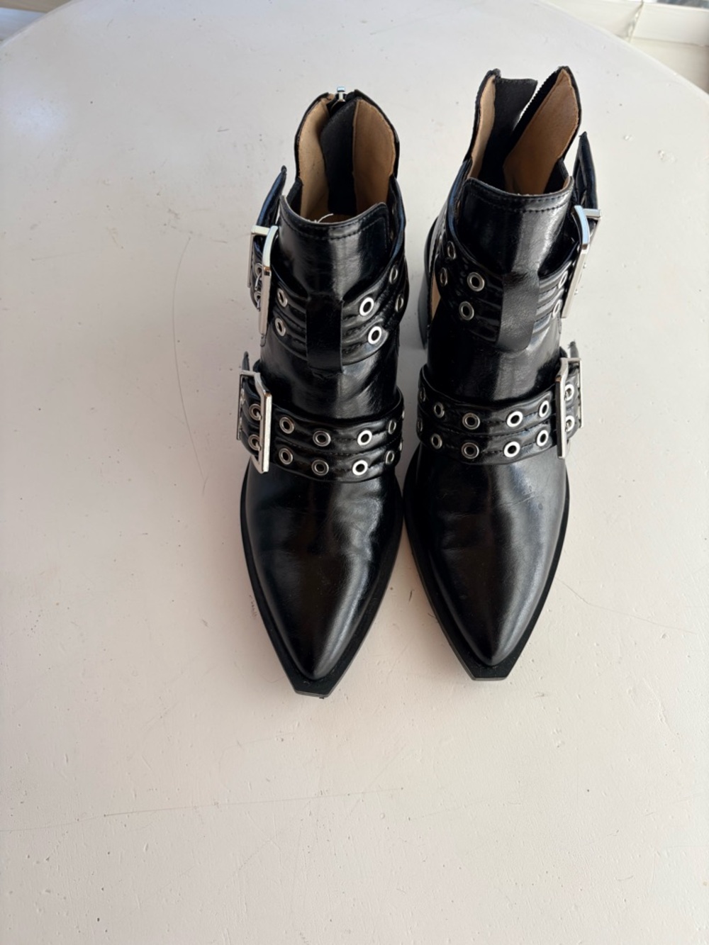 Women's Steve Madden Black Pointed-Toe Buckle Ankle Boots